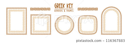 Greek key pattern seamless borders collection Greek key pattern seamless borders collection 116367883