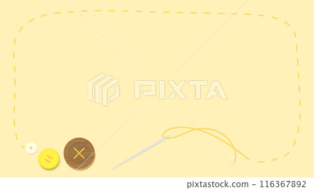 Yellow button and seam sewing frame 16:9 Yellow button and seam sewing frame 16:9 116367892