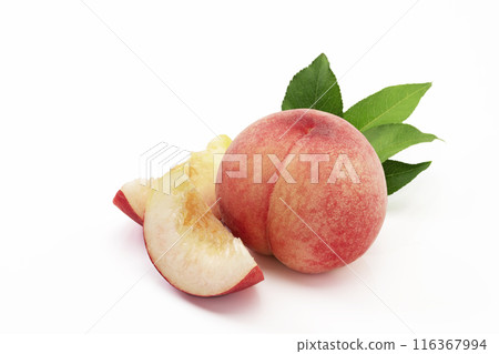 受歡迎的夏季水果桃白色背景葉 受歡迎的夏季水果桃白色背景葉 116367994