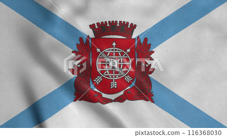 Flag of Rio de Janeiro, Brazil, waving in the wind, background. 3d illustration 116368030