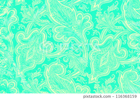 Emerald azure fabulous mystical background with bizarre leaves and flowers Emerald azure fabulous mystical background with bizarre leaves and flowers 116368159