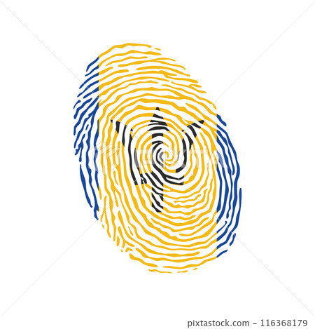 Fingerprint vector colored with the national flag of Barbados Fingerprint vector colored with the national flag of Barbados 116368179