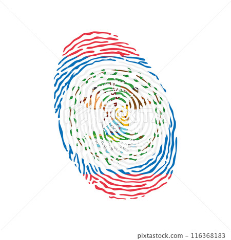 Fingerprint vector colored with the national flag of Belize Fingerprint vector colored with the national flag of Belize 116368183