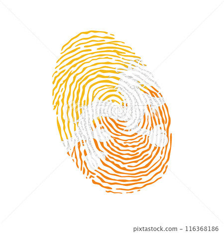 Fingerprint vector colored with the national flag of Bhutan Fingerprint vector colored with the national flag of Bhutan 116368186
