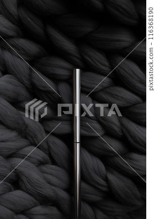 Mascara on a background of a gray merino wool blanket Mascara on a background of a gray merino wool blanket 116368190