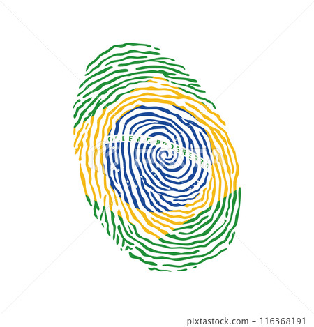 Fingerprint vector colored with the national flag of Brazil Fingerprint vector colored with the national flag of Brazil 116368191