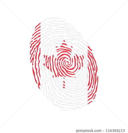 Fingerprint vector colored with the national flag of Canada 116368213