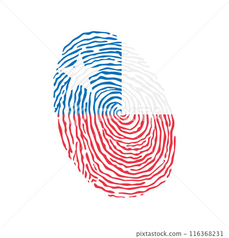 Fingerprint vector colored with the national flag of Chile 116368231