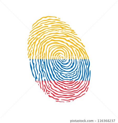 Fingerprint vector colored with the national flag of Colombia 116368237
