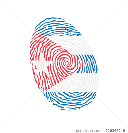 Fingerprint vector colored with the national flag of Cuba 116368246
