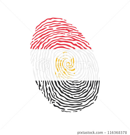 Fingerprint vector colored with the national flag of Egypt 116368378