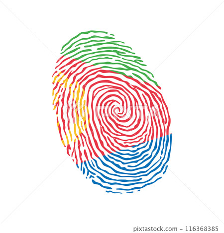 Fingerprint vector colored with the national flag of Eritrea Fingerprint vector colored with the national flag of Eritrea 116368385