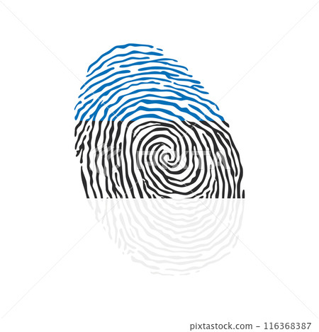 Fingerprint vector colored with the national flag of Estonia 116368387