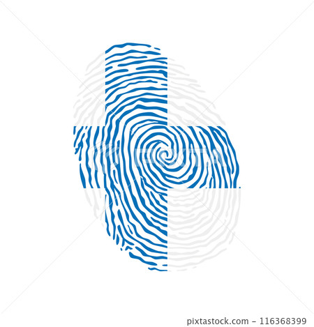 Fingerprint vector colored with the national flag of Finland Fingerprint vector colored with the national flag of Finland 116368399