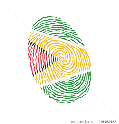 Fingerprint vector colored with the national flag of Guyana 116368422