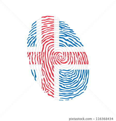 Fingerprint vector colored with the national flag of Iceland Fingerprint vector colored with the national flag of Iceland 116368434