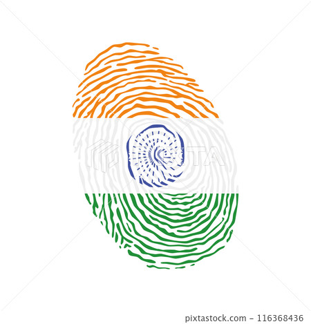Fingerprint vector colored with the national flag of India Fingerprint vector colored with the national flag of India 116368436