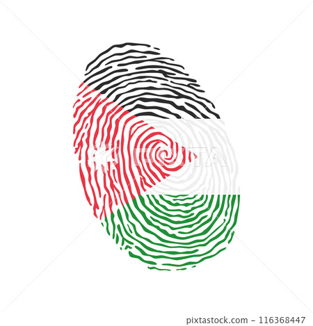 Fingerprint vector colored with the national flag of Jordan 116368447