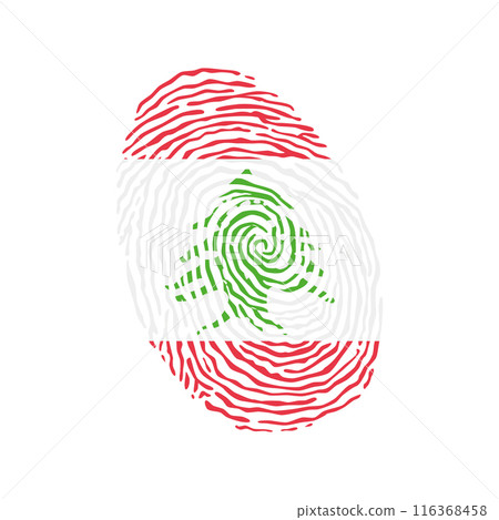 Fingerprint vector colored with the national flag of Lebanon 116368458