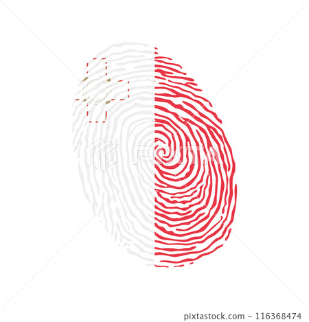 Fingerprint vector colored with the national flag of Malta 116368474