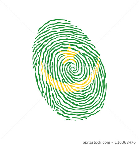 Fingerprint vector colored with the national flag of Mauritania Fingerprint vector colored with the national flag of Mauritania 116368476