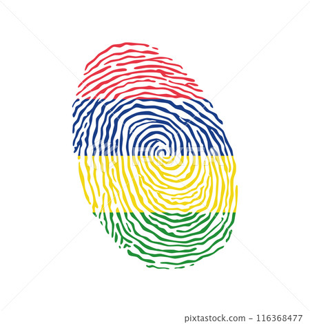 Fingerprint vector colored with the national flag of Mauritius 116368477