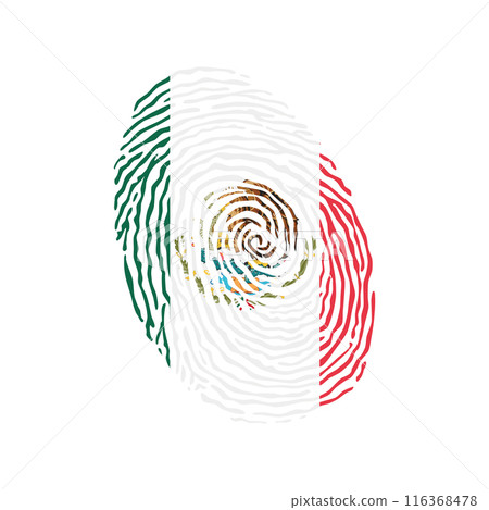 Fingerprint vector colored with the national flag of Mexico 116368478