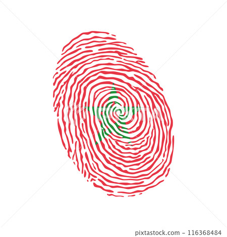 Fingerprint vector colored with the national flag of Morocco Fingerprint vector colored with the national flag of Morocco 116368484