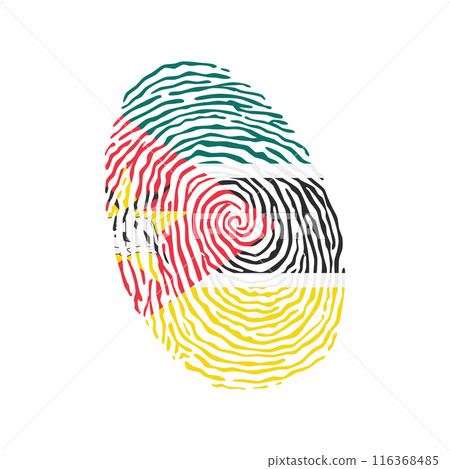 Fingerprint vector colored with the national flag of Mozambique 116368485