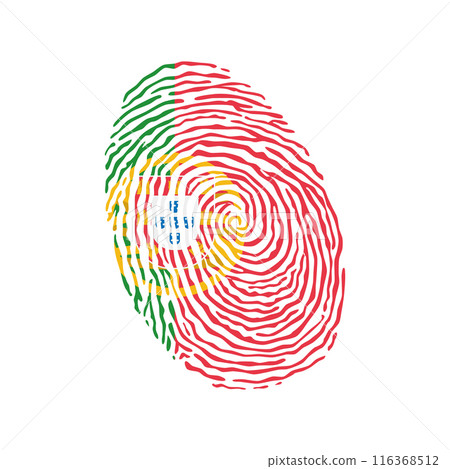 Fingerprint vector colored with the national flag of Portugal Fingerprint vector colored with the national flag of Portugal 116368512