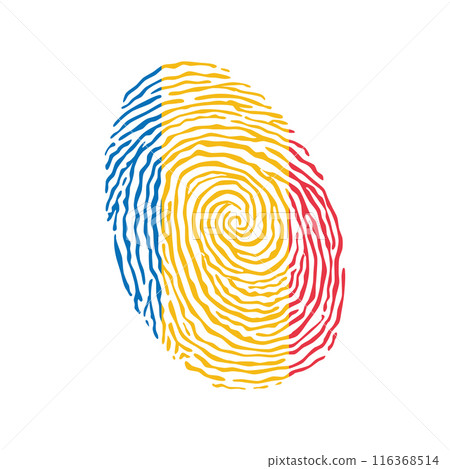 Fingerprint vector colored with the national flag of Romania 116368514