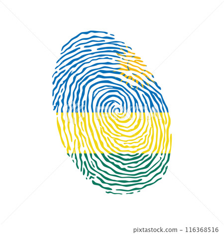 Fingerprint vector colored with the national flag of Rwanda 116368516