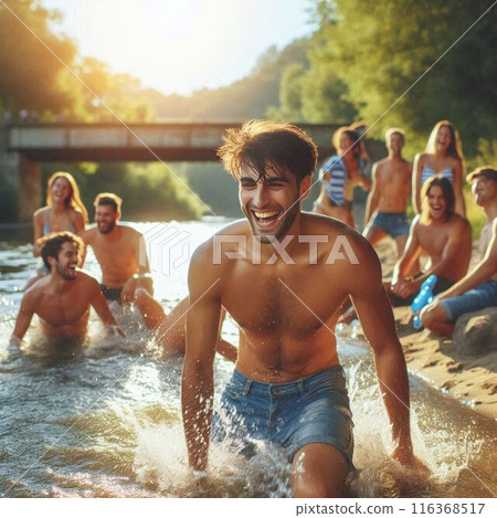 Men enjoying summer leisure 116368517