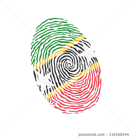 Fingerprint vector colored with the national flag of Saint Kitts and Nevis 116368544