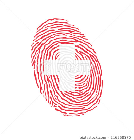 Fingerprint vector colored with the national flag of Switzerland Fingerprint vector colored with the national flag of Switzerland 116368570