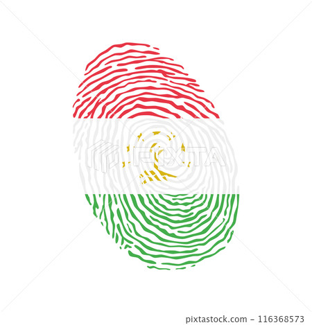Fingerprint vector colored with the national flag of Tajikistan Fingerprint vector colored with the national flag of Tajikistan 116368573