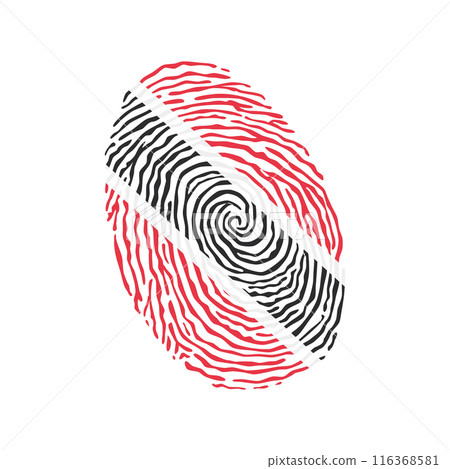 Fingerprint vector colored with the national flag of Trinidad and Tobago 116368581
