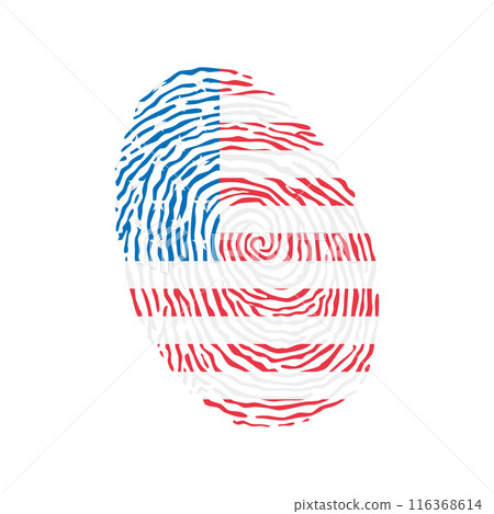 Fingerprint vector colored with the national flag of United States Fingerprint vector colored with the national flag of United States 116368614