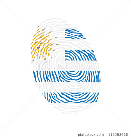 Fingerprint vector colored with the national flag of Uruguay Fingerprint vector colored with the national flag of Uruguay 116368618