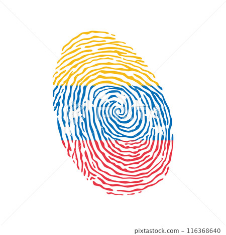 Fingerprint vector colored with the national flag of Venezuela Fingerprint vector colored with the national flag of Venezuela 116368640