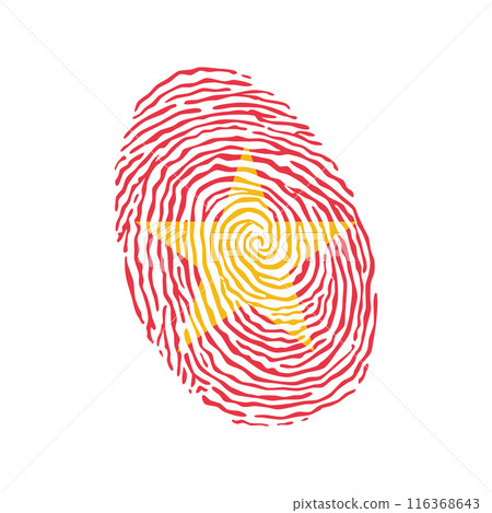Fingerprint vector colored with the national flag of Vietnam Fingerprint vector colored with the national flag of Vietnam 116368643