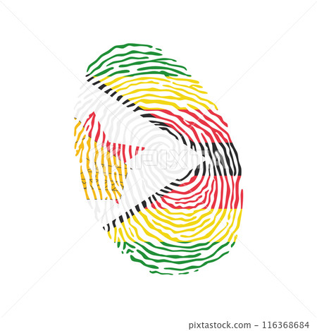 Fingerprint vector colored with the national flag of Zimbabwe 116368684