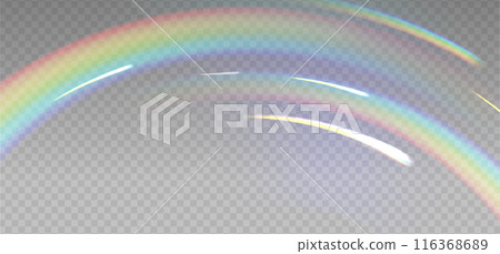 Rainbow arc highlights on a light checkered background. Glare or reflection glass in motion. Glittering particles for social media photo shots. Rainbow arc highlights on a light checkered background. Glare or reflection glass in motion. Glittering particles for social media photo shots. 116368689