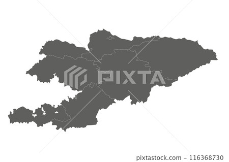Vector blank map of Kyrgyzstan with regions and administrative divisions. Editable and clearly labeled layers. 116368730