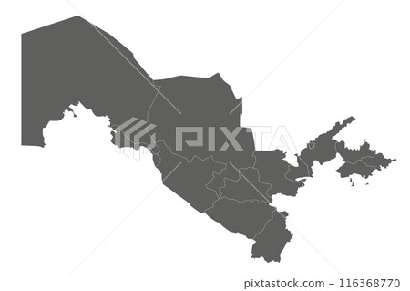 Vector blank map of Uzbekistan with regions or territories and administrative divisions. Editable and clearly labeled layers. 116368770