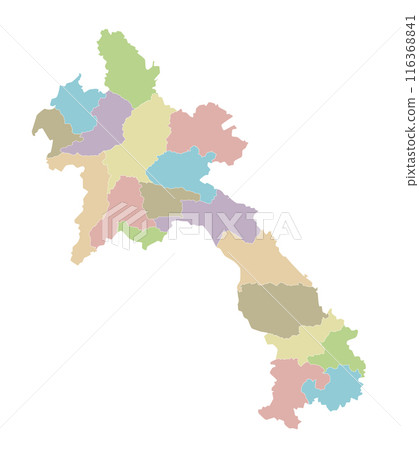 Vector regional blank map of Laos with provinces or territories and administrative divisions. Editable and clearly labeled layers. 116368841