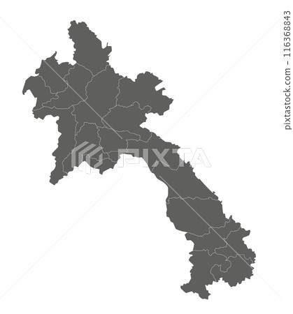 Vector regional blank map of Laos with provinces or territories and administrative divisions. Editable and clearly labeled layers. Vector regional blank map of Laos with provinces or territories and administrative divisions. Editable and clearly labeled layers. 116368843