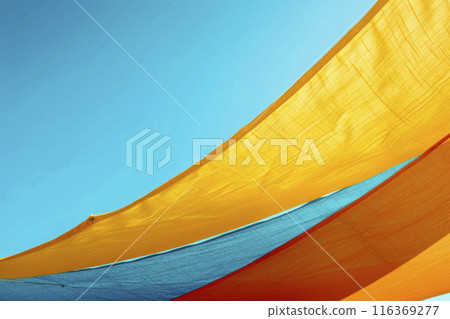 colorful umbrella with sky in background. Ai generative 116369277