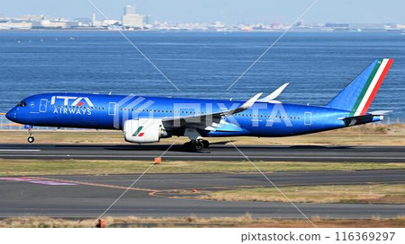 A350 taking off from Haneda Airport 116369297