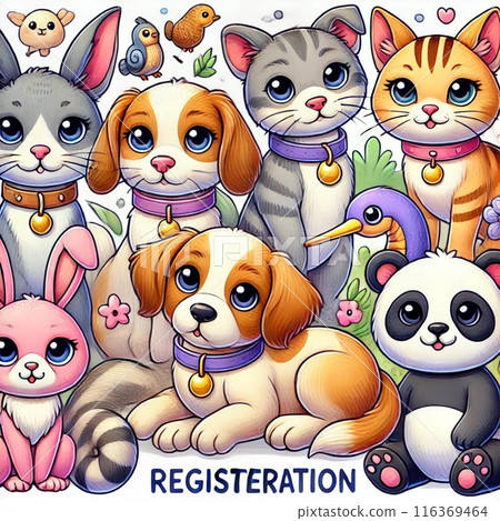 "Cute Cat Seamless Pattern Illustration Set" is a perfect design for cat lovers. This set 116369464